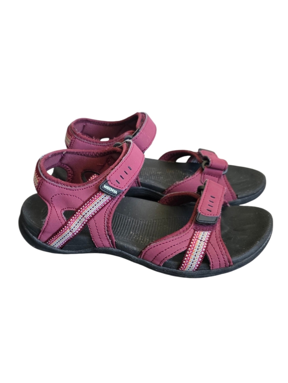MEGNYA Sport Sandals Size 7 Burgundy Adjustable Strap Comfort Walking